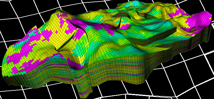 Namorado field: Porosity Map 3D including wells perforations