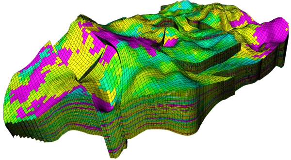 Synthetic carbonate reservoir model: Permeability Map 3D