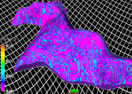 Namorado field: Porosity Map 3D including wells perforations