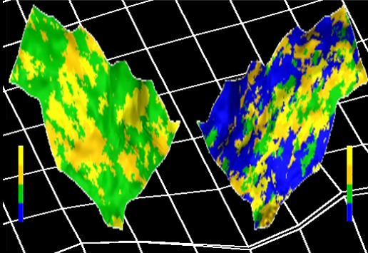 Namorado field: Porosity Map 3D including wells perforations